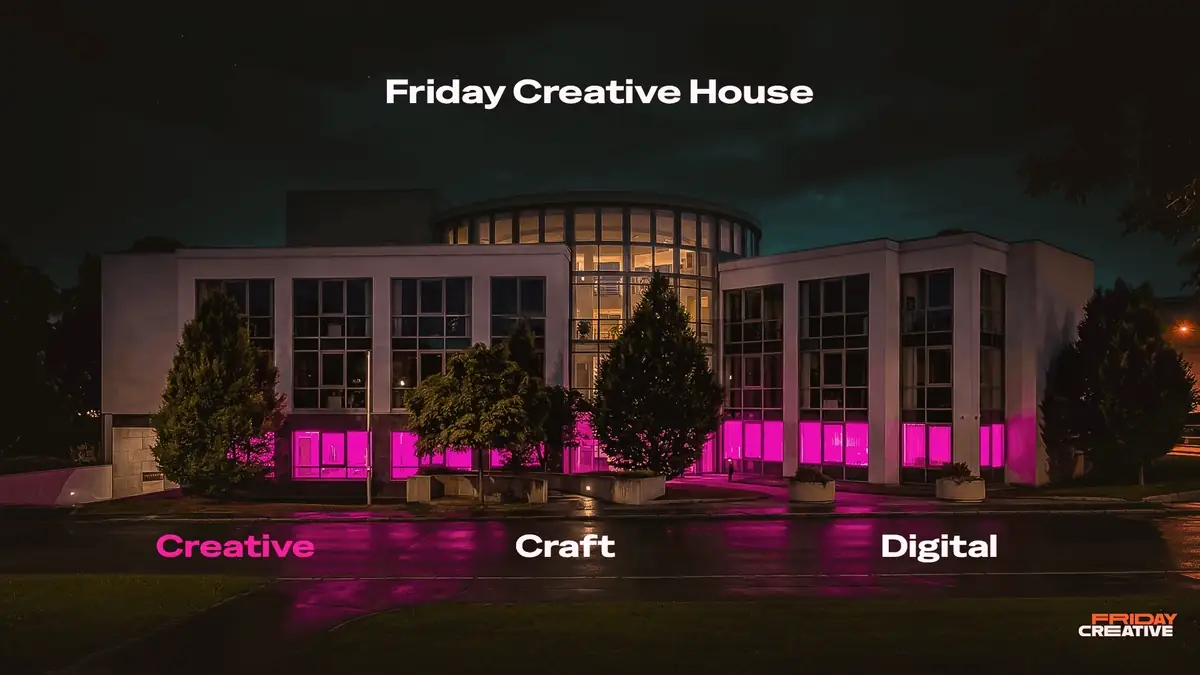 Friday Creative office building - three disciplines, one room